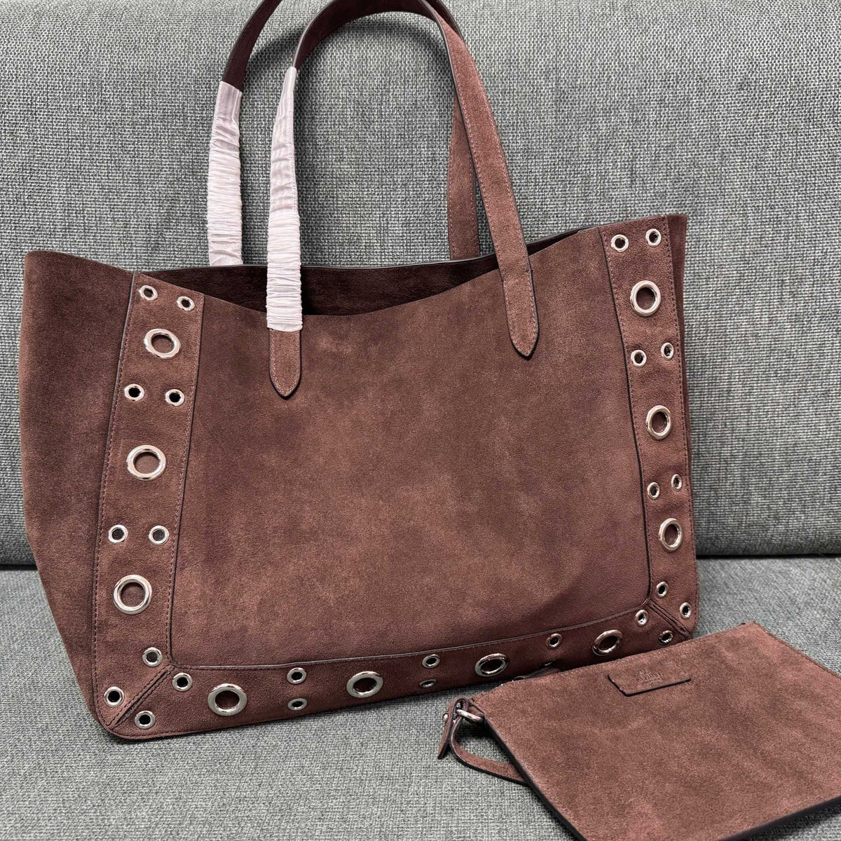 Valentino Garavani tote dark brown suede 555249