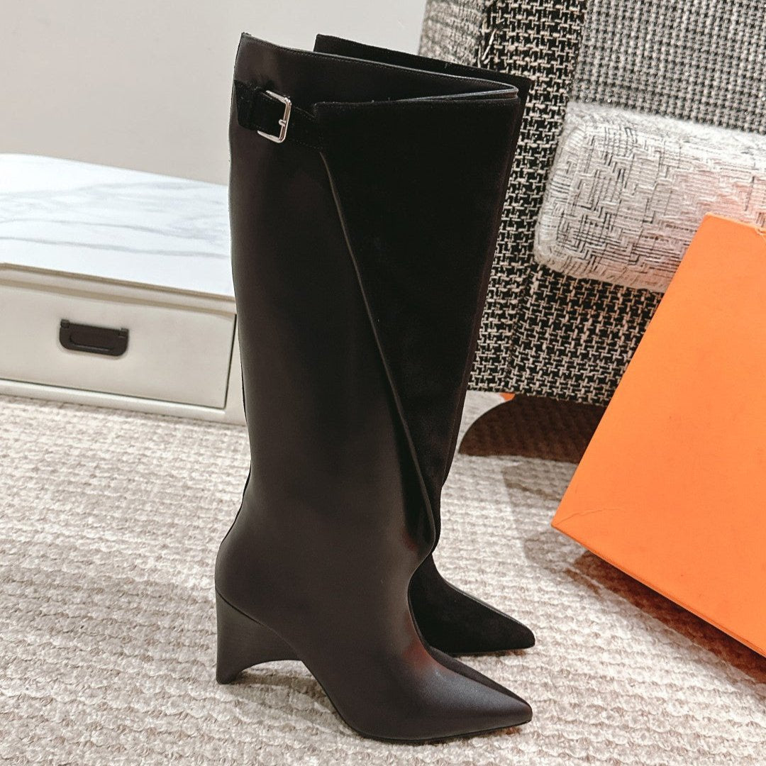 HM High Boots 60mm Black Calfskin And Suede  972385