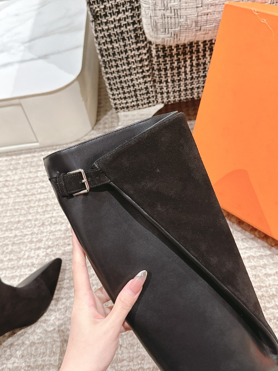 HM High Boots 60mm Black Calfskin And Suede  972385