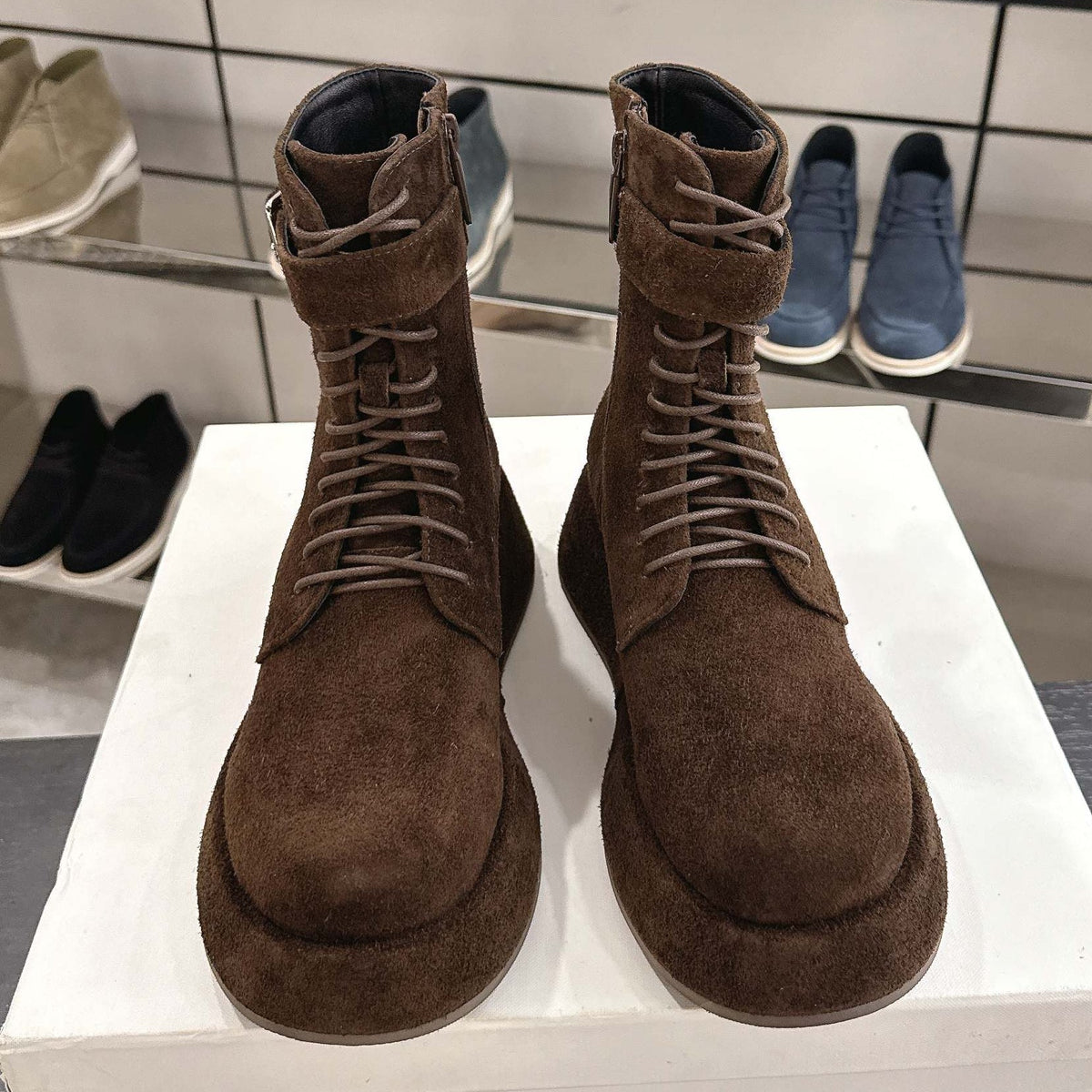 The Row 2025 Lace-up Boot Brown Suede 543370