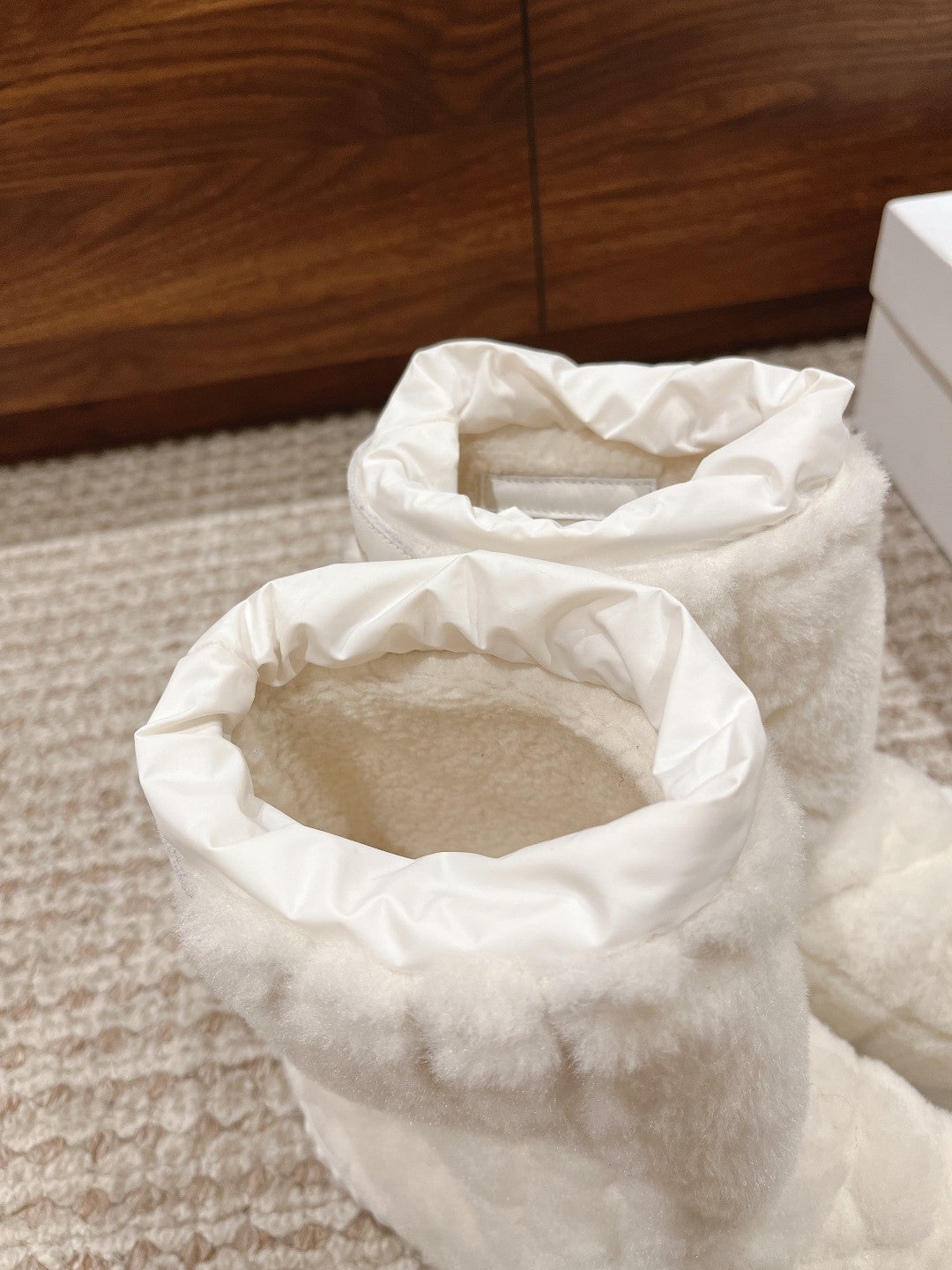 CD Ankle Boots White Fleece And Windbreaker Fabric