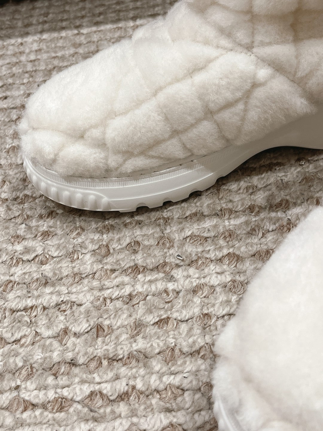 CD Ankle Boots White Fleece And Windbreaker Fabric