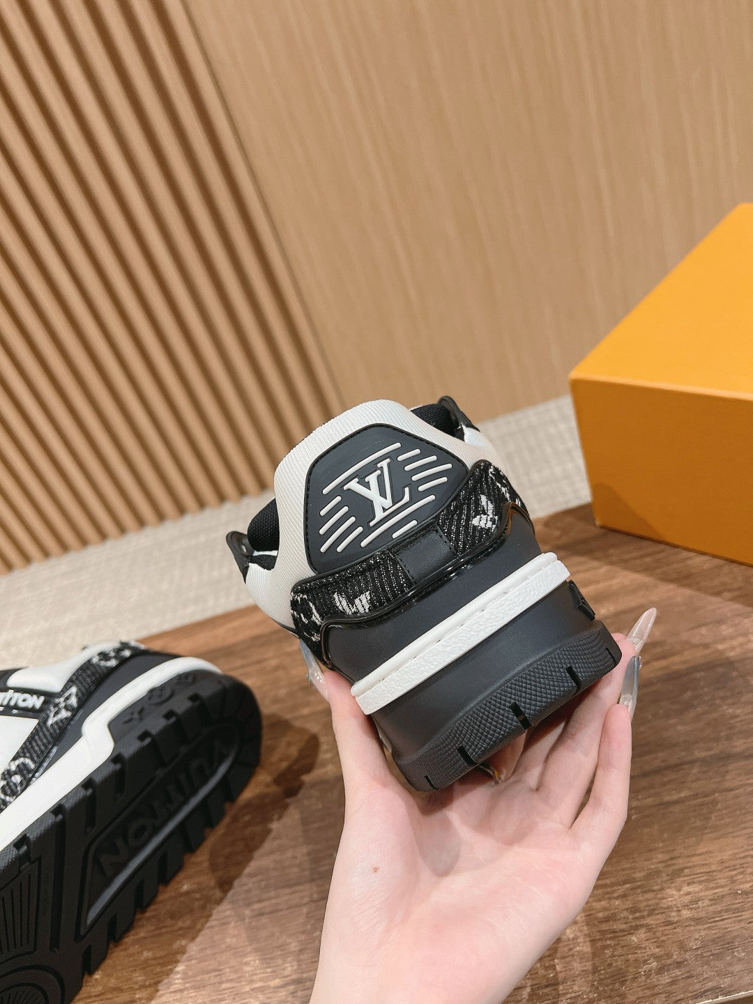 LV Trainer Maxi Sneaker Black Mix White Monogram Denim Fabric