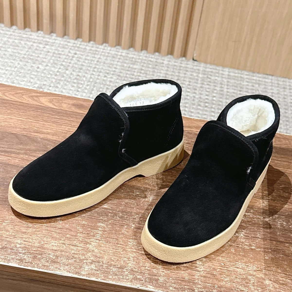 Miumiu 25 Slip-on Boot Black Mix White Suede Wool 553704
