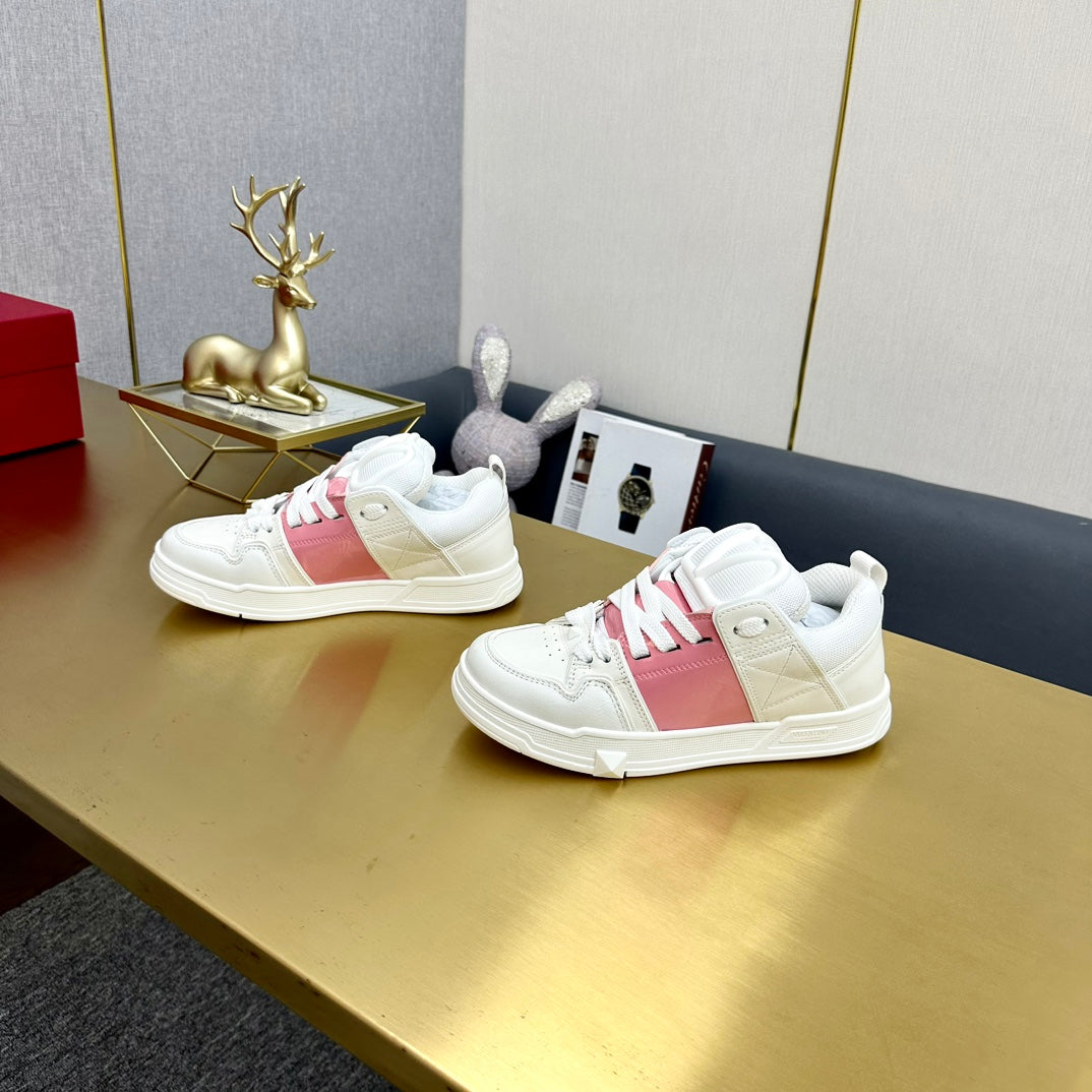 One Stud Sneaker Garavani Calfskin Fabric Light Pink White