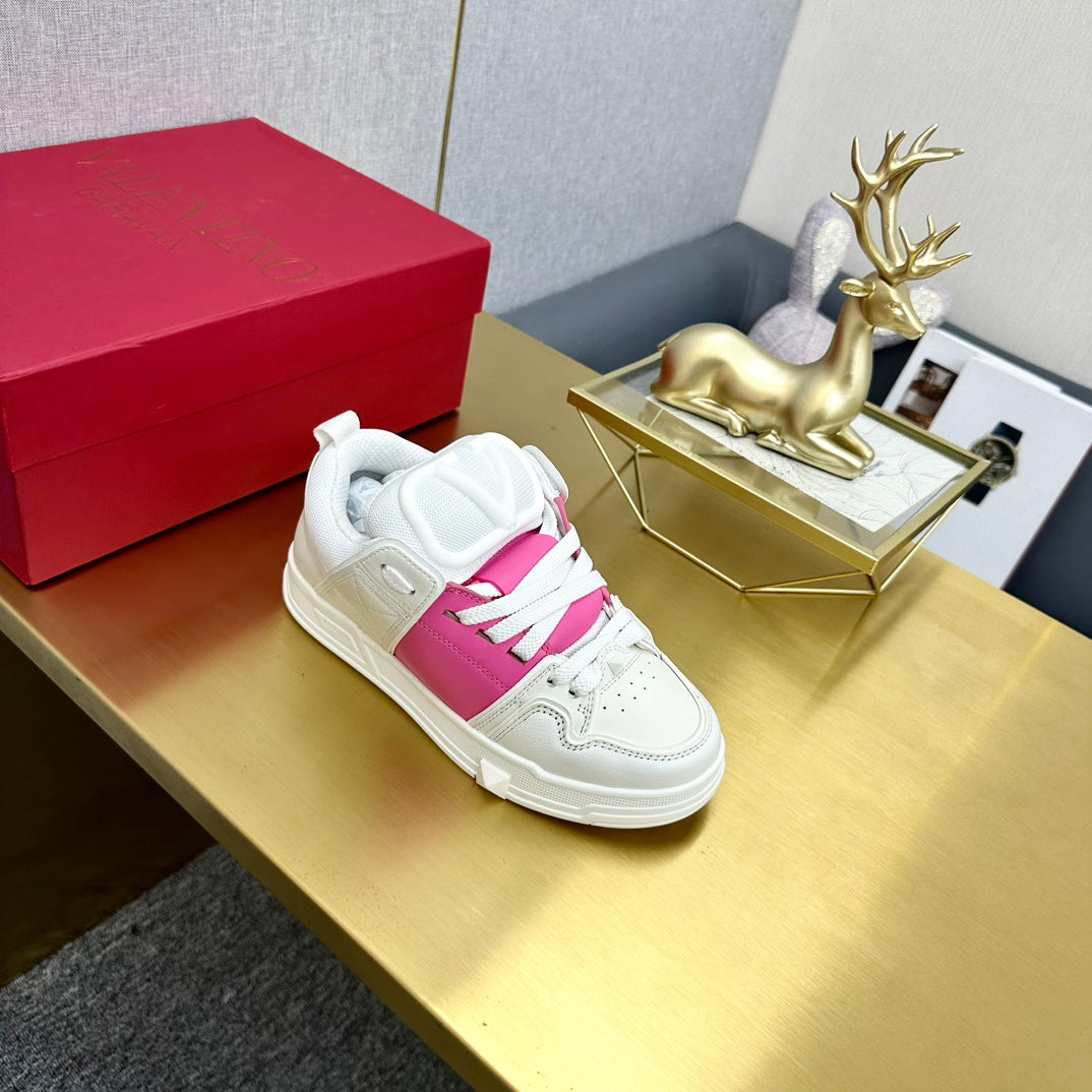 One Stud Sneaker Garavani Calfskin Fabric Pink White