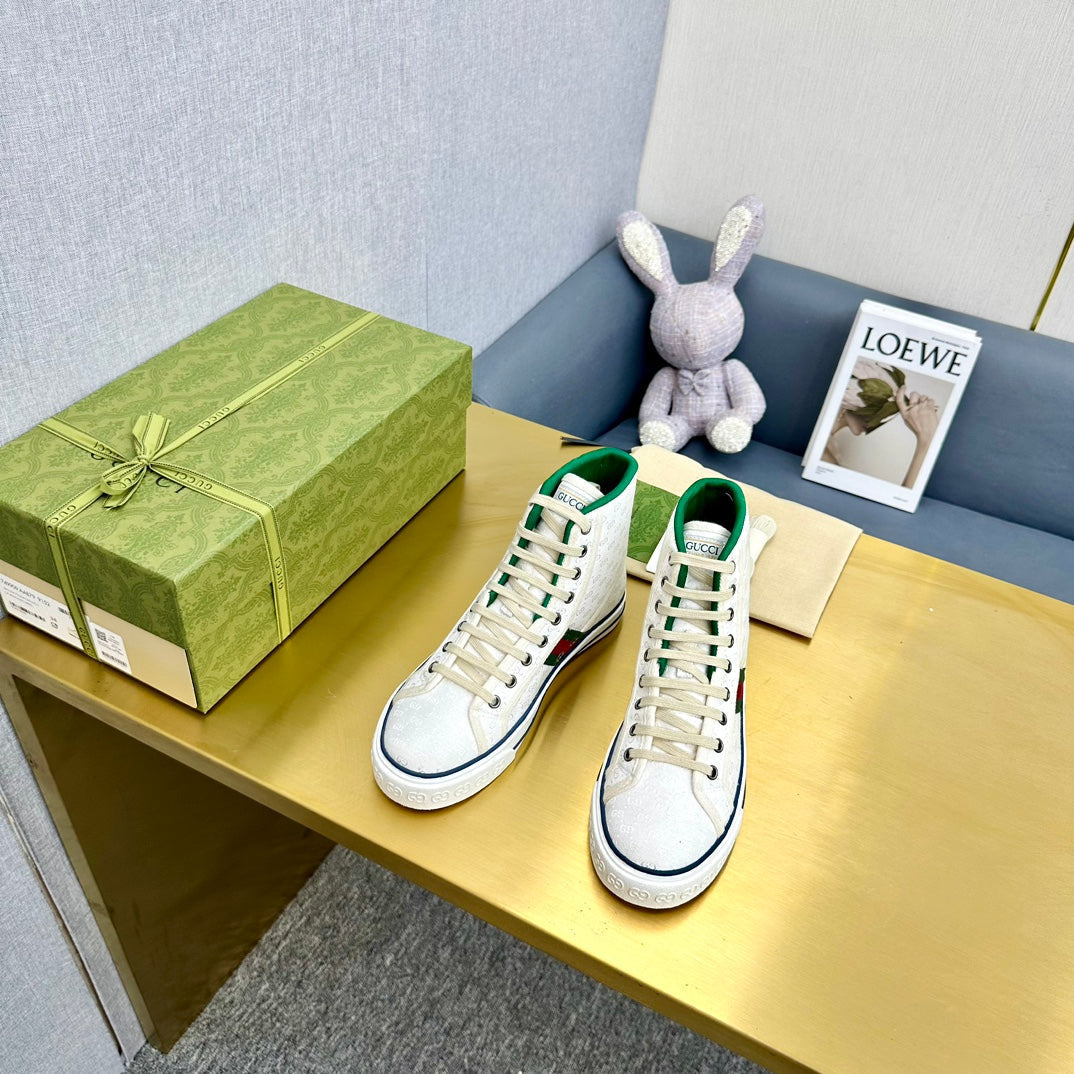 GG TENNIS 1977 HIGH-TOP TRAINER WHITE CANVAS