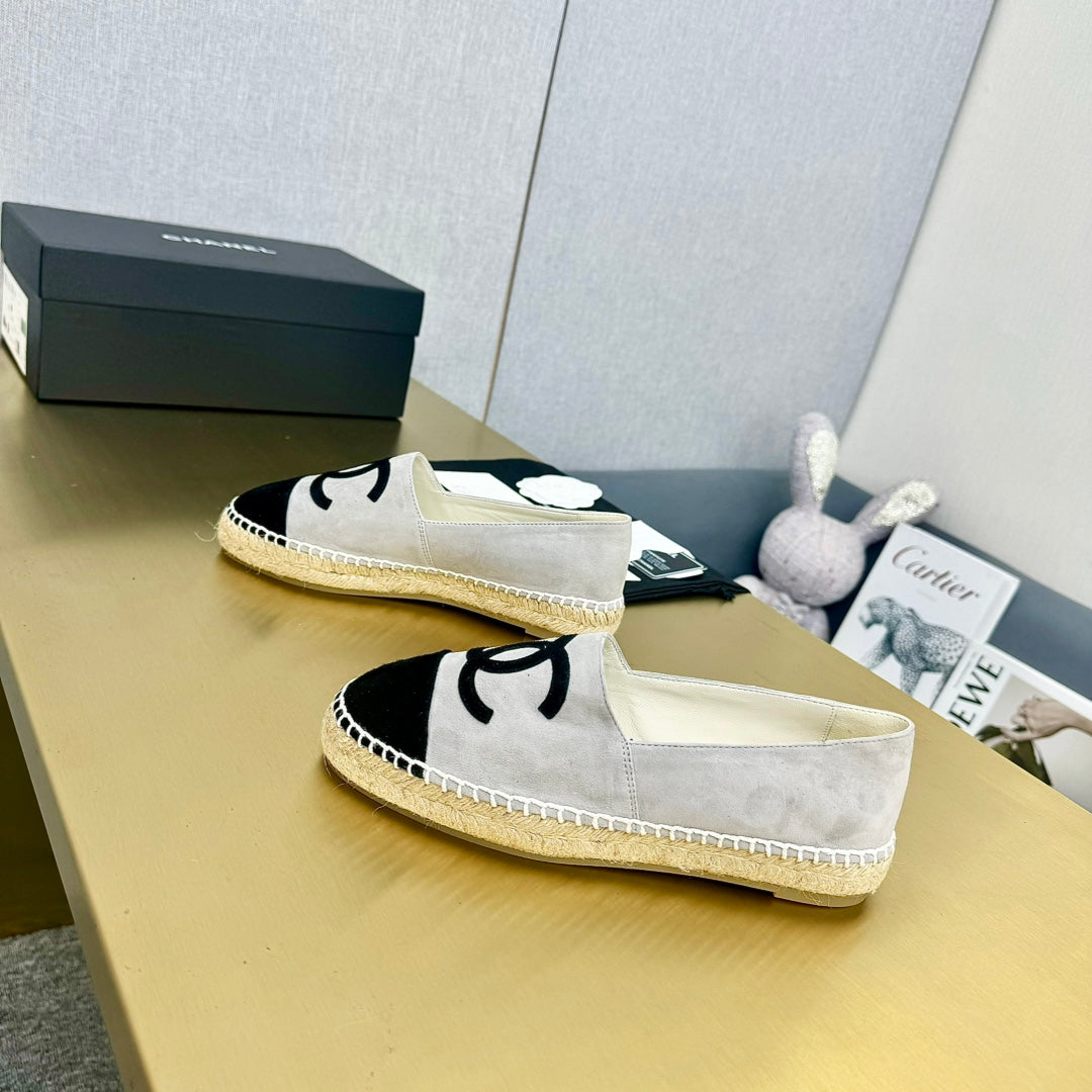 espadrilles grey and black suede