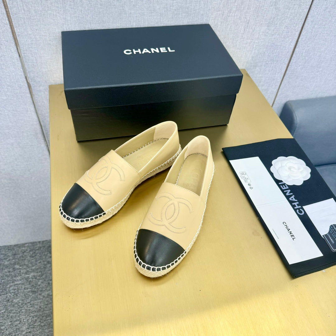 espadrilles light beige and black calfskin