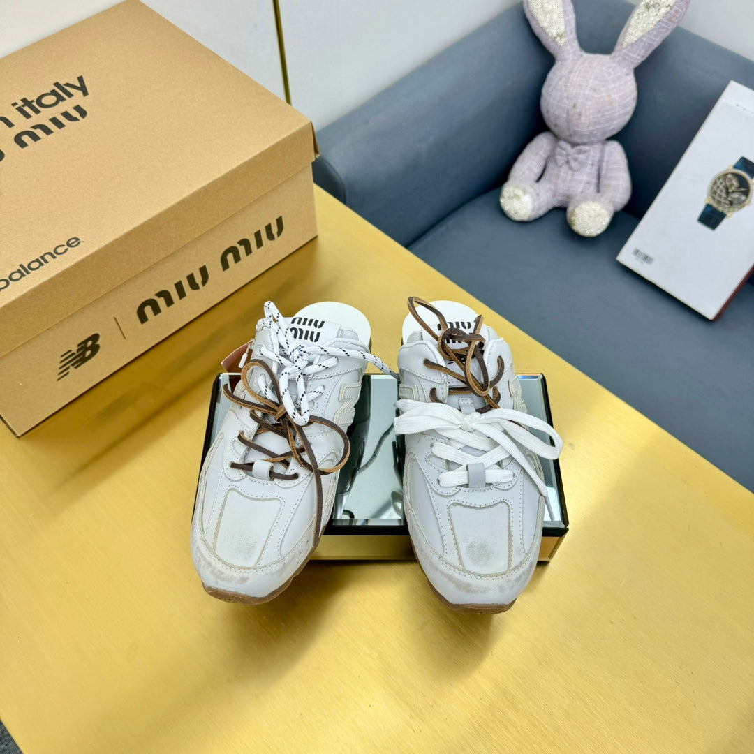 Miu x NB 530 SL Mules White Leather 855113