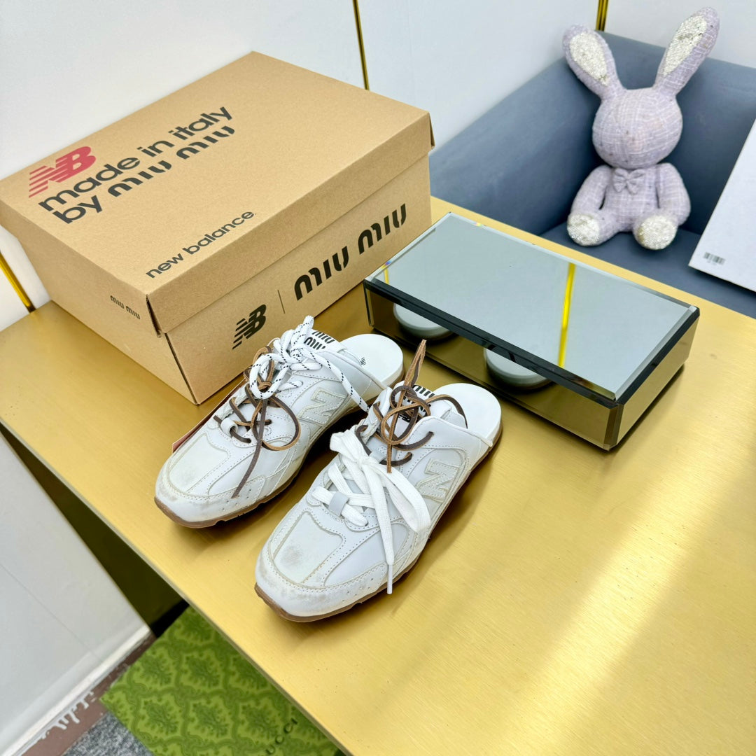Miu x NB 530 SL Mules White Leather 855113