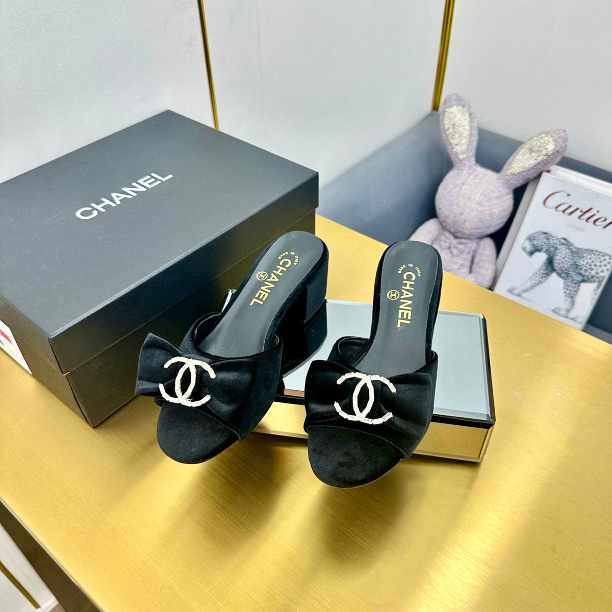 CC 25 Mid Heel Mules Black Velvet 238476