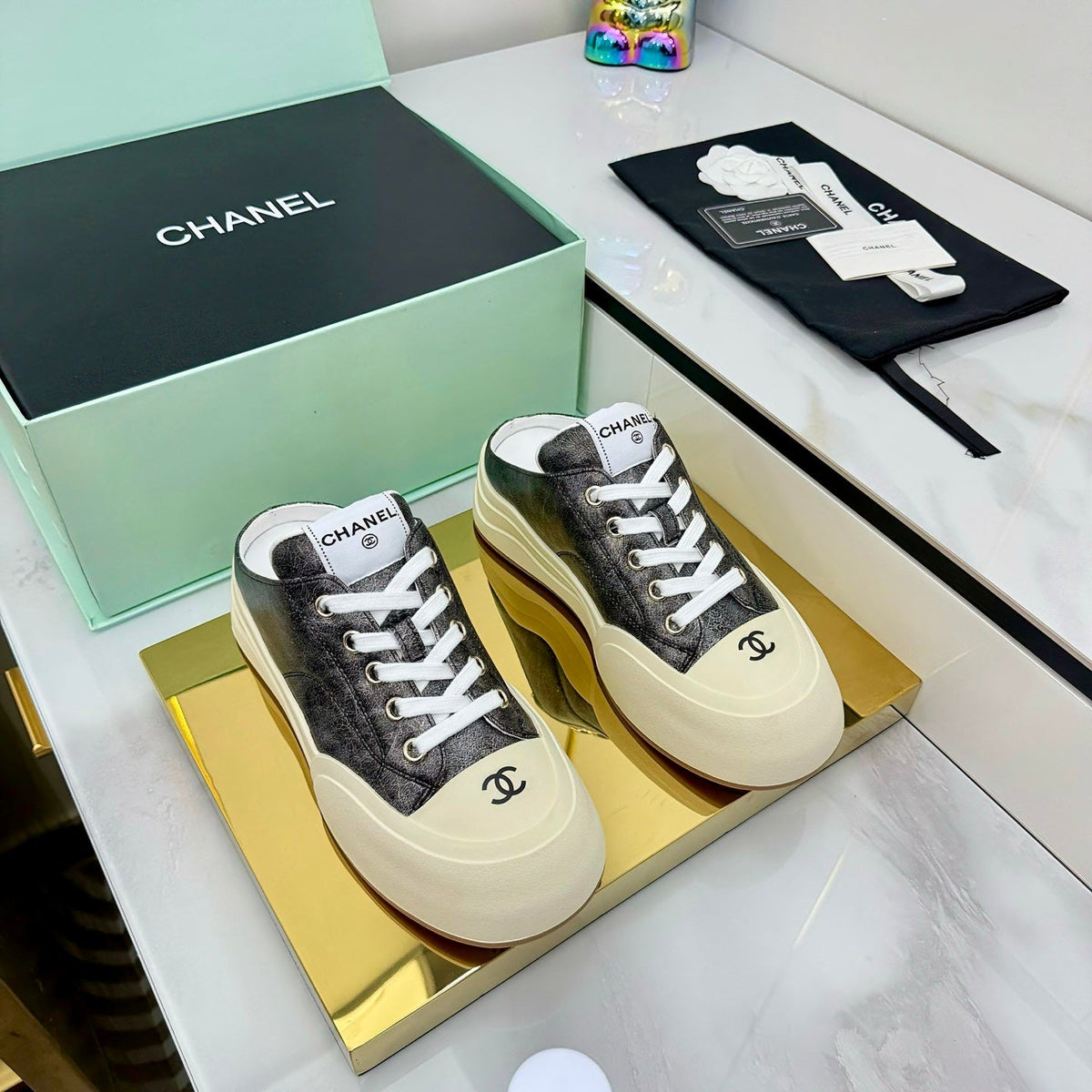 CC 25 Mules Sneaker Black Streak Calfskin 331182
