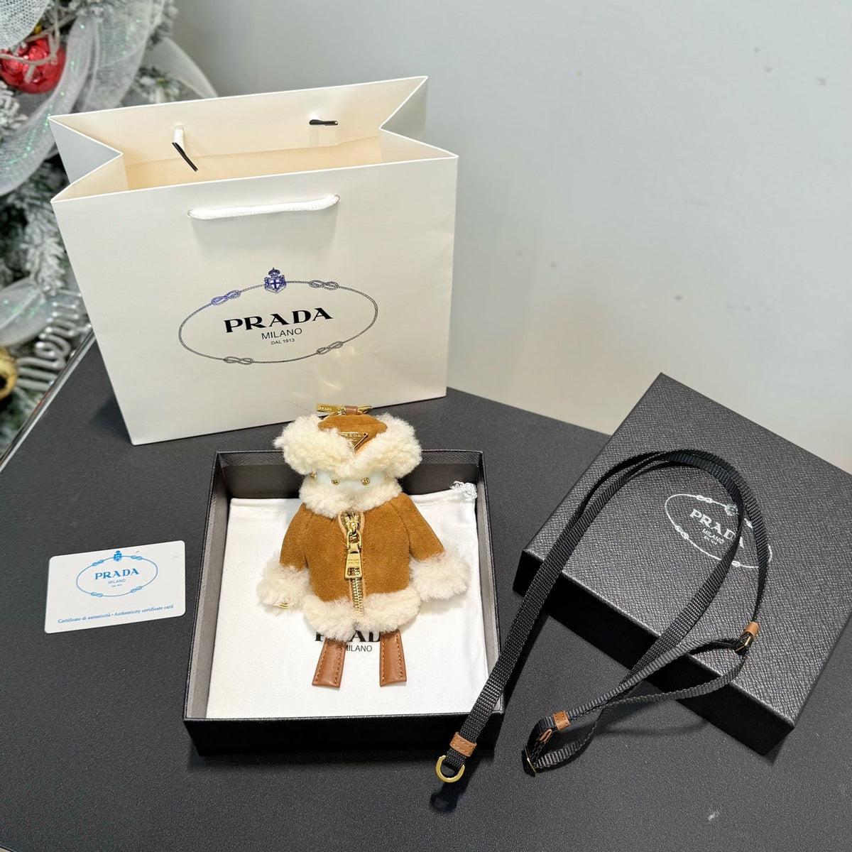 Prada Soft Robot Shearling Bag Charm