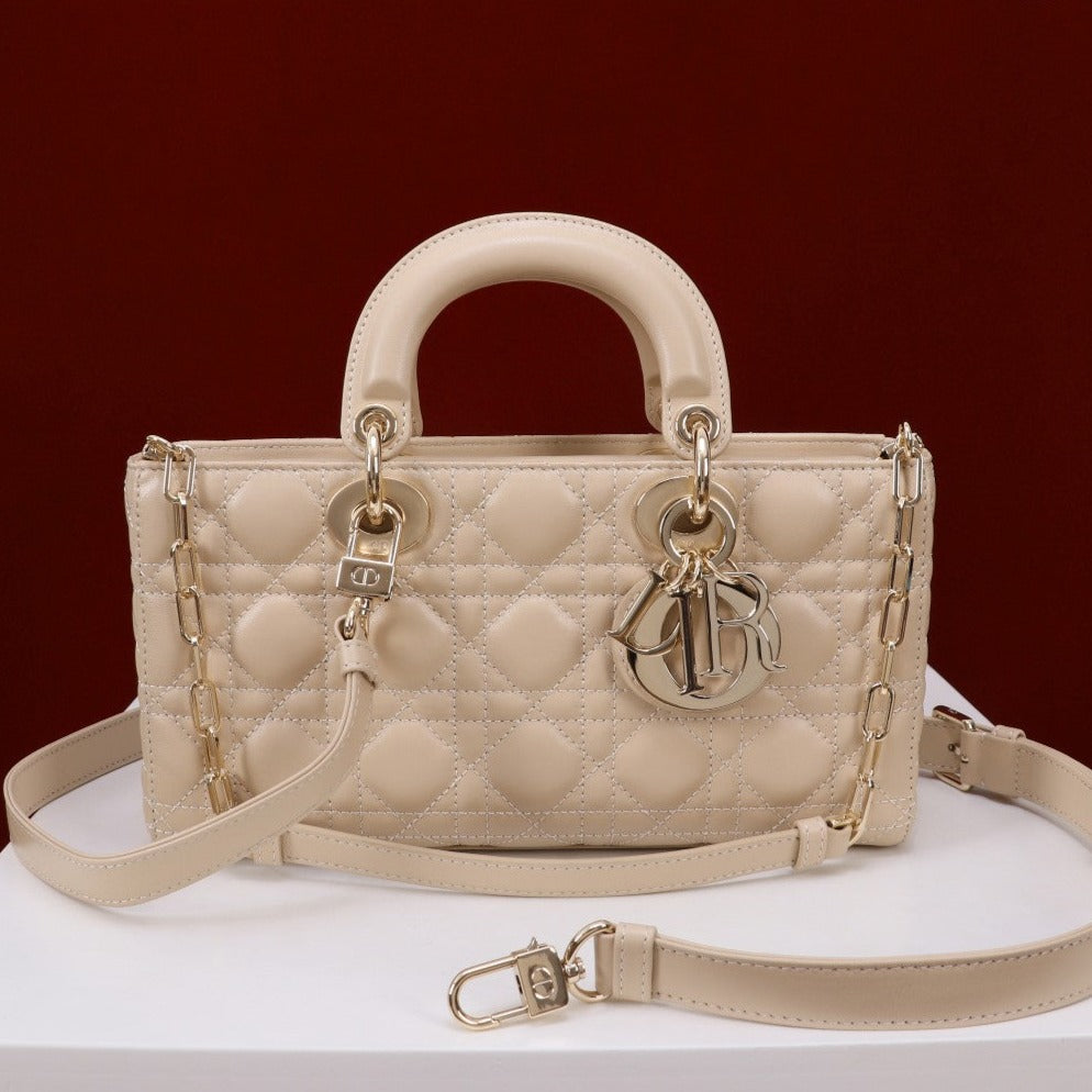 medium lady d-joy 26 light beige lambskin