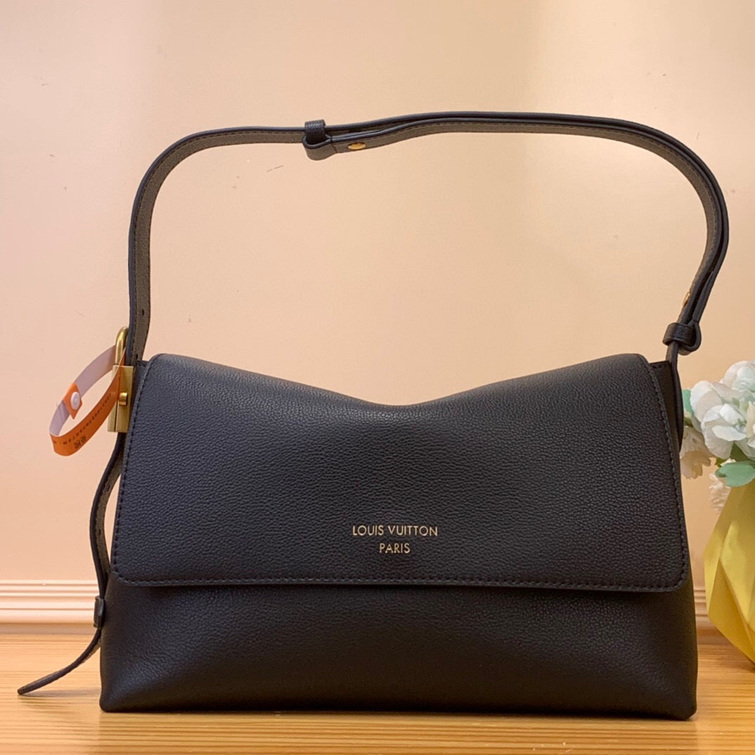 LV Low Key Messenger Black Calf Leather 205010