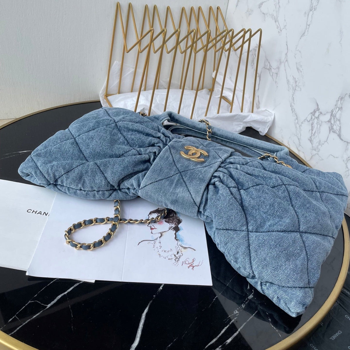 CC 25K Bow Bag 38cm Blue Denim
