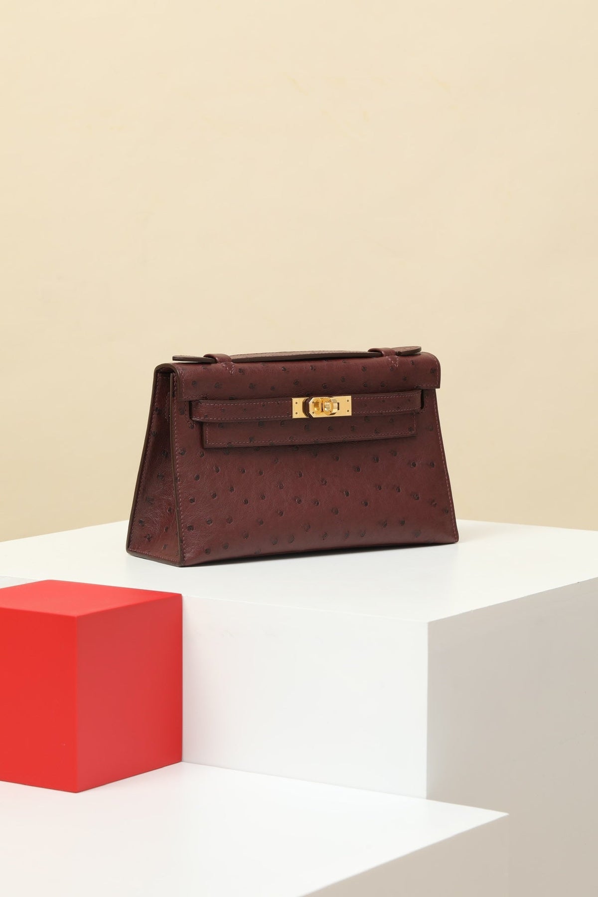 High-end Hermes 2026 Kelly Pochette Bag 22cm Ostrich Leather