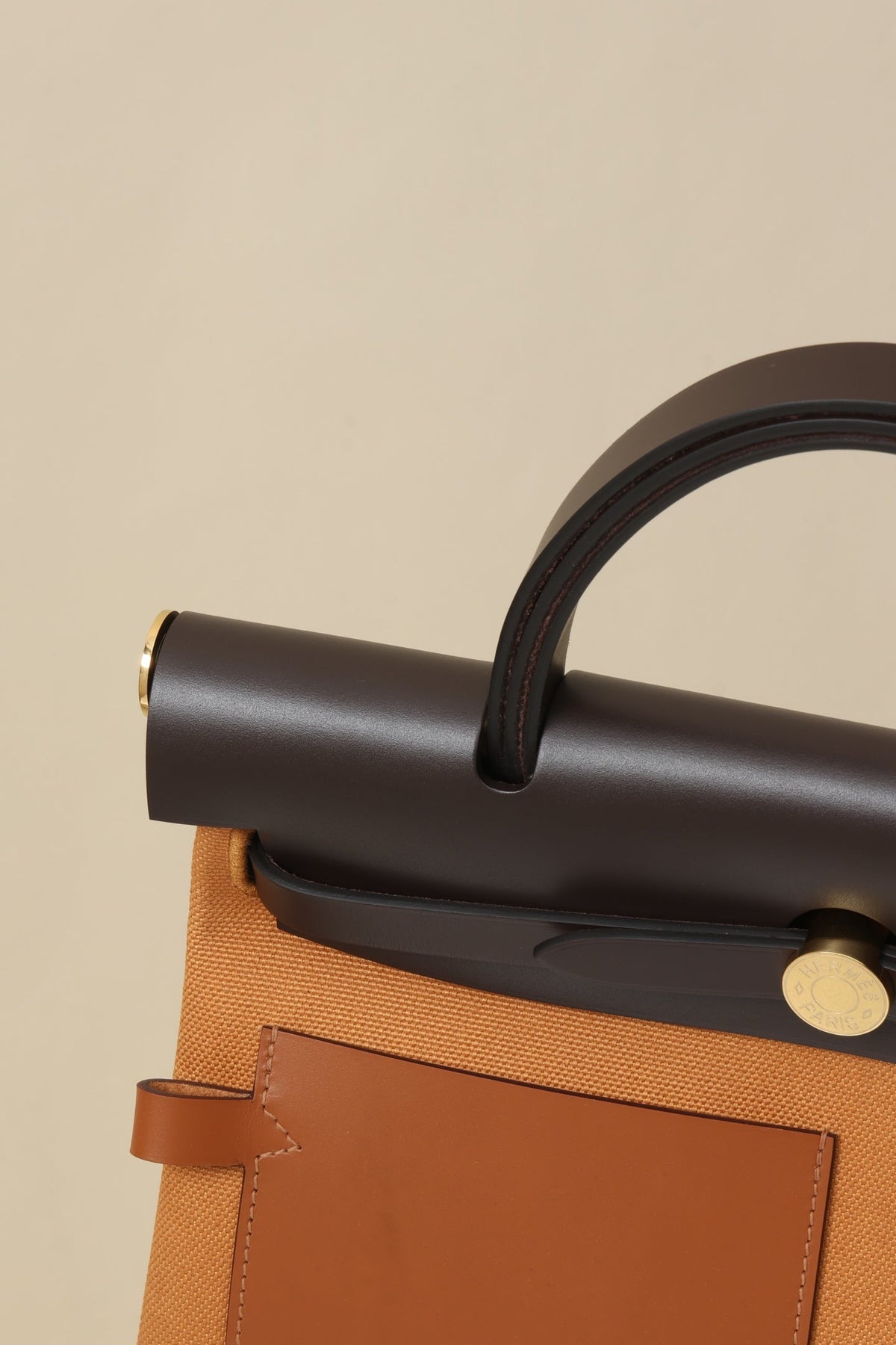 High-end Hermes 2026 Herbag Zip Pocket Bag 31cm Canvas Hunter Leather