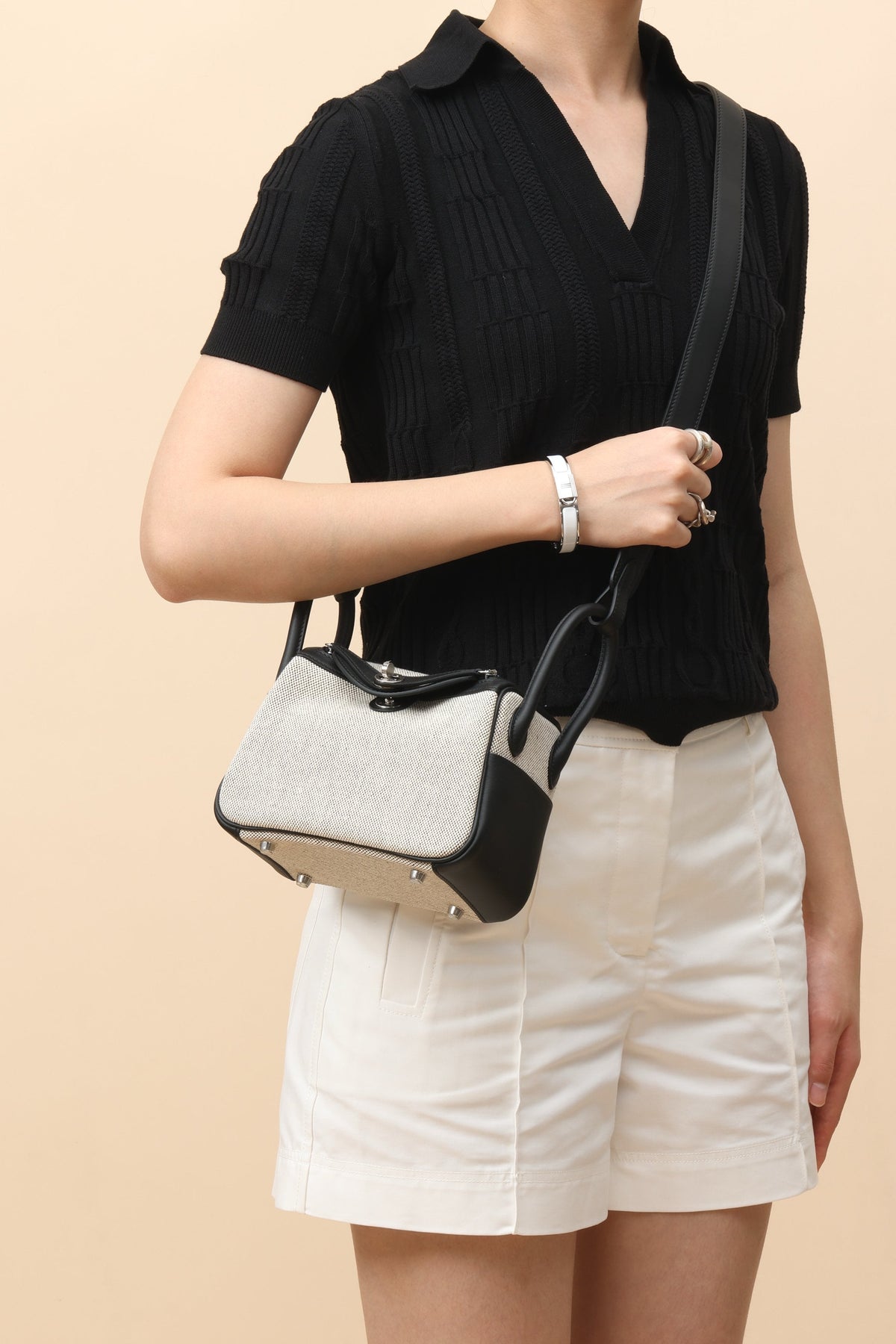 High-end Hermes 2026 Mini Lindy Cargo Bag 19cm Swift Leather Canvas