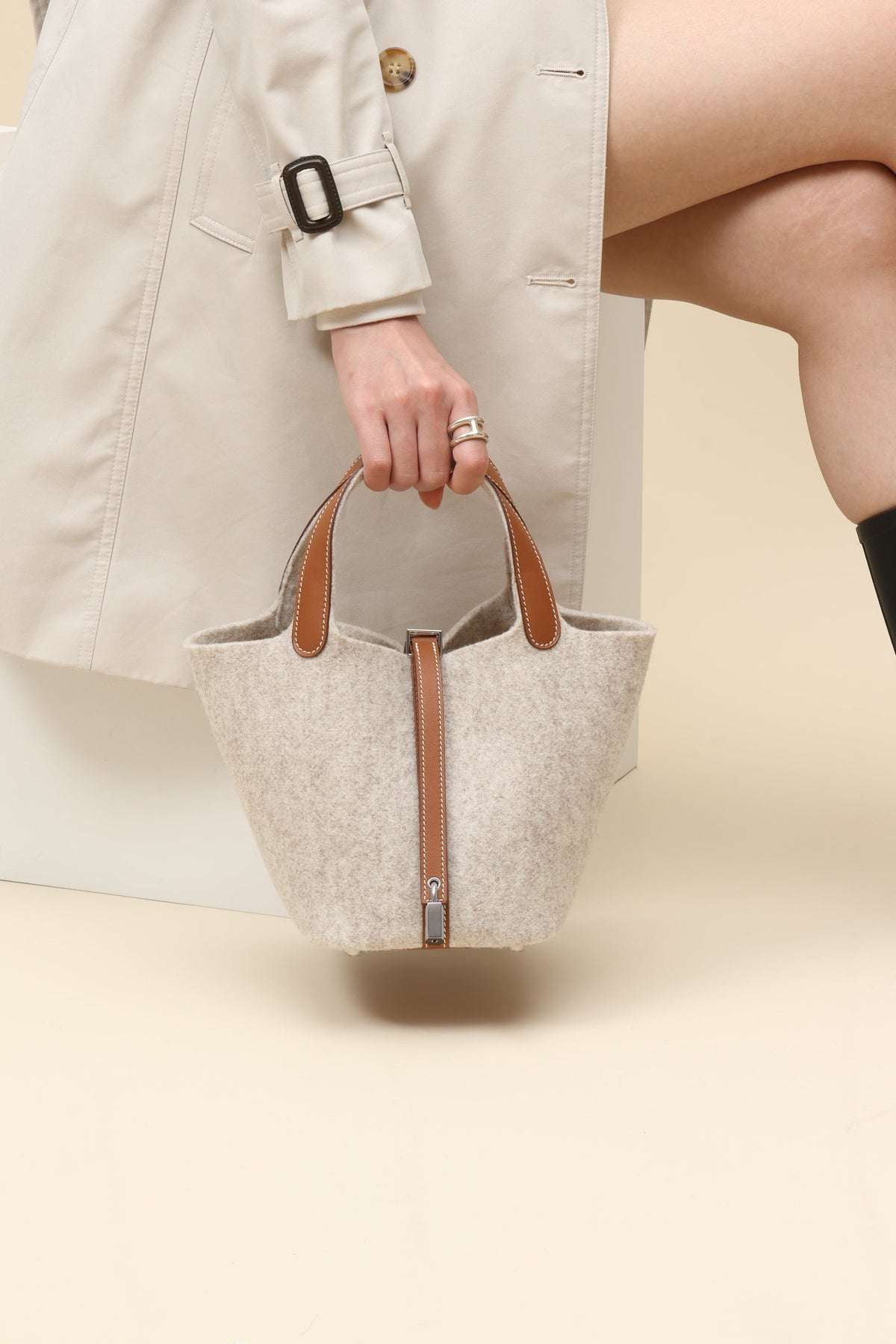 High-end Hermes 2026 Picotin Lock 19 Bag Felt And Swift Calfskin