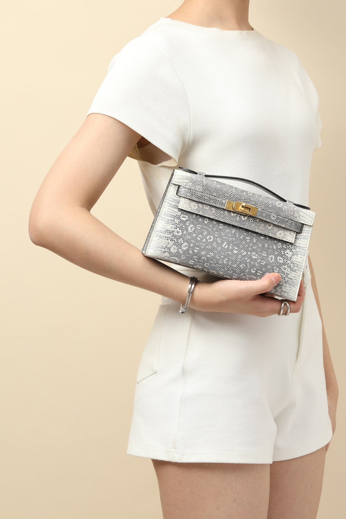 High-end Hermes 2026 Kelly Pochette Bag 22cm Ombre Lizard Skin