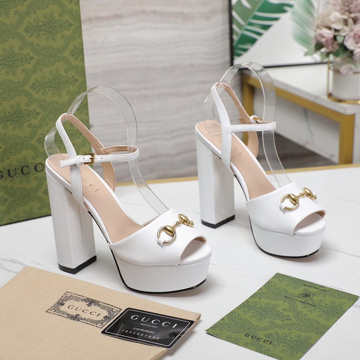 GG Sandales Cuir Noir White