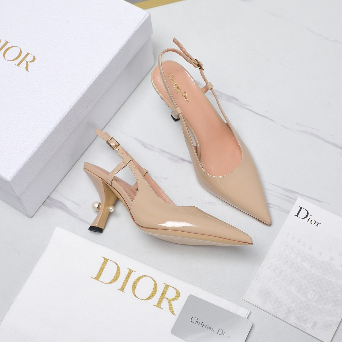 CD Tribales Slingback Pump Glossy Beige Cowhide