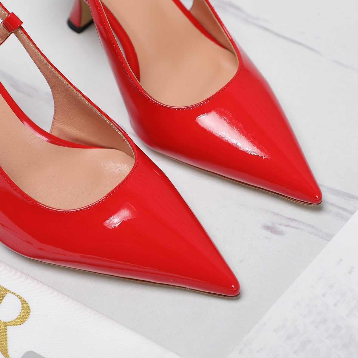 CD Tribales Slingback Pump Glossy Red Orange Cowhide