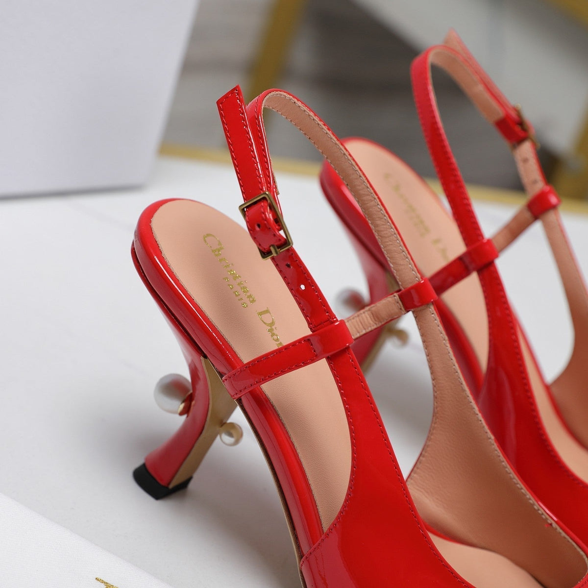 CD Tribales Slingback Pump Glossy Red Orange Cowhide
