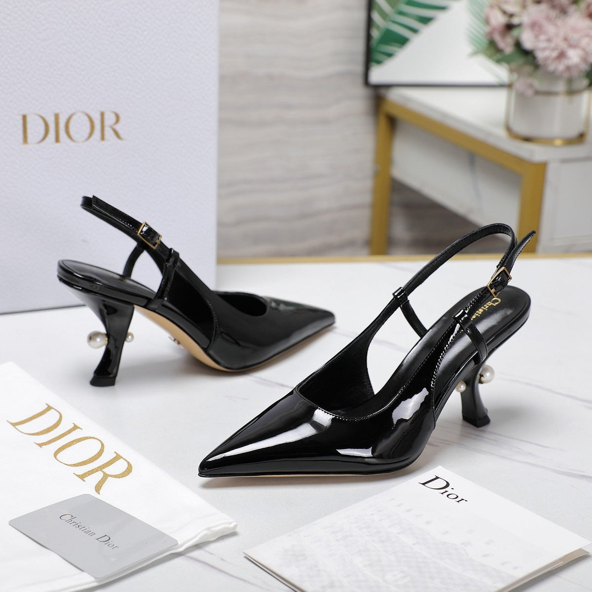 CD Tribales Slingback Pump Glossy Black Cowhide