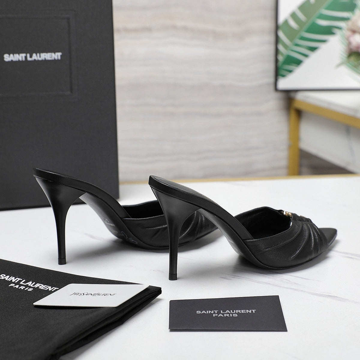 SL BABYLONE MULES 10 SMOOTH CALFSKIN