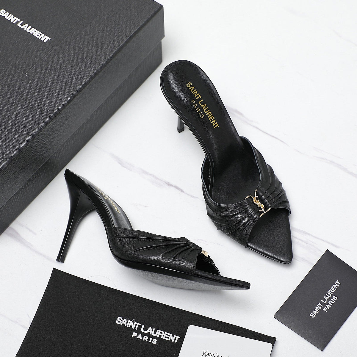 SL BABYLONE MULES 10 SMOOTH CALFSKIN