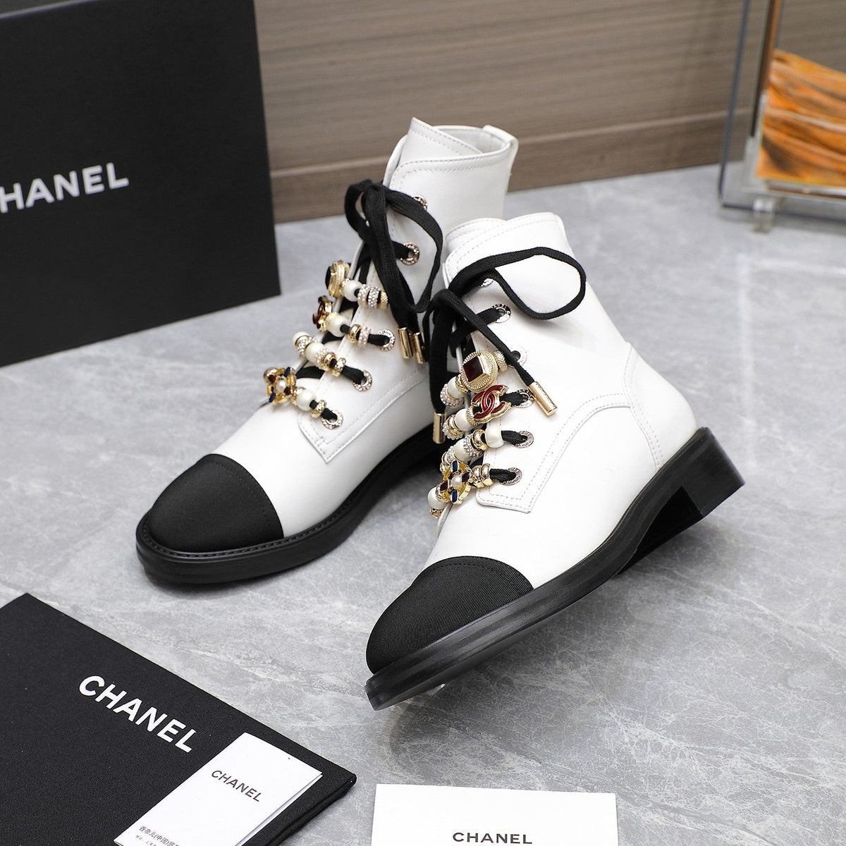 CC Ankle Boots 30mm White Plain Cowhide