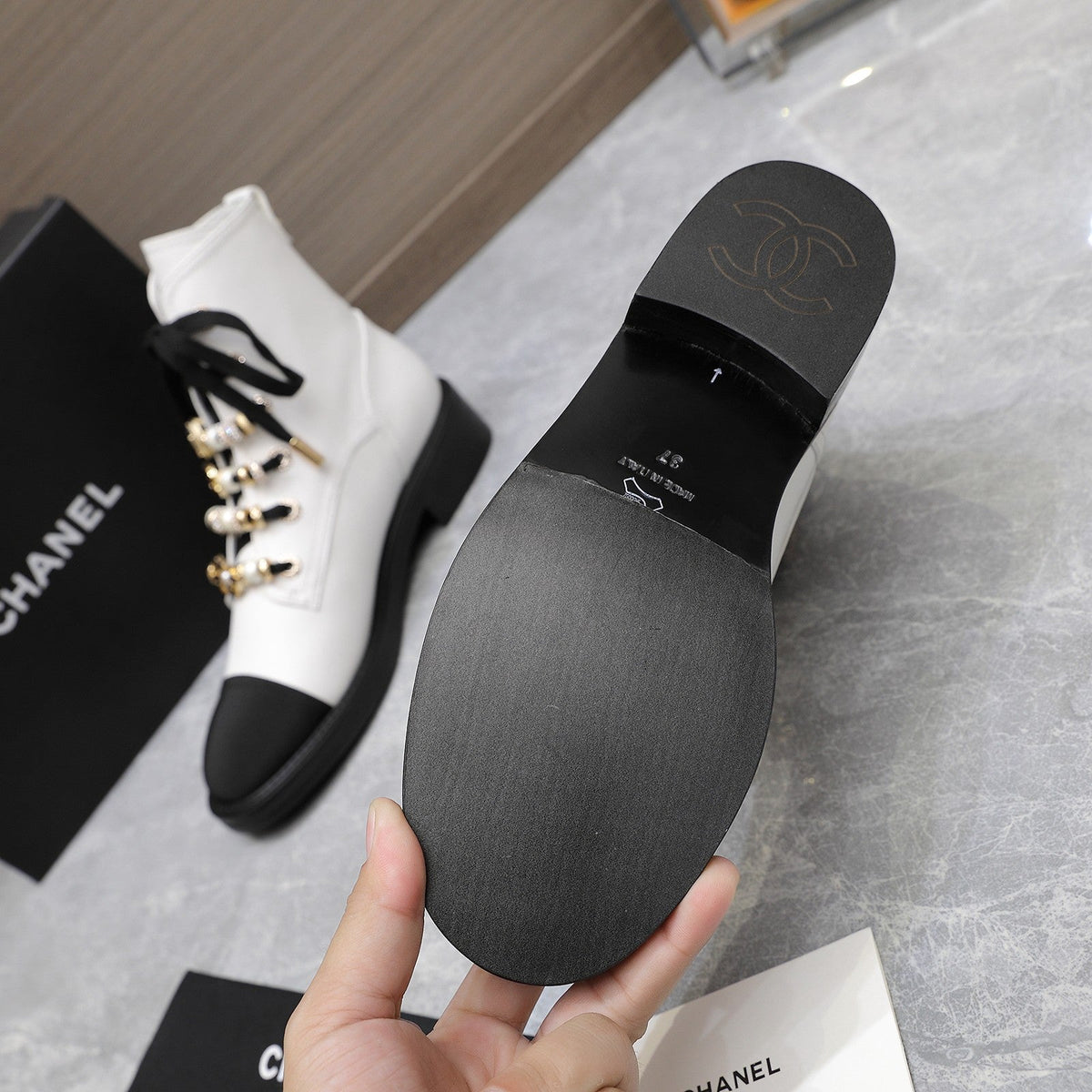 CC Ankle Boots 30mm White Plain Cowhide