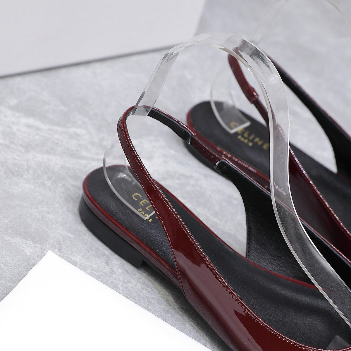 CELINE 25 Slingback Flat Red Patent Leather 289528