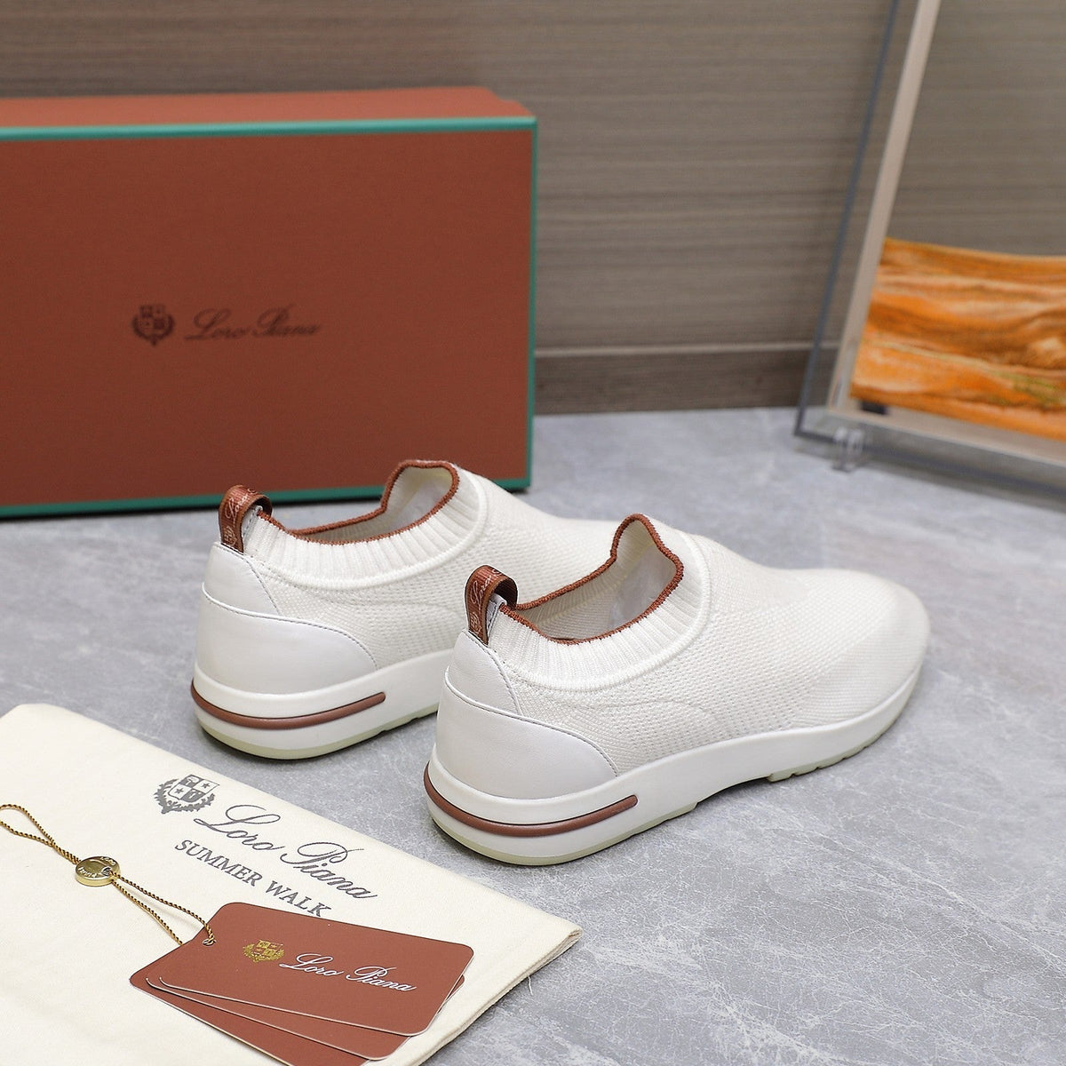LP lady Flexy Walk Sneaker White Wool And Calfskin 310444
