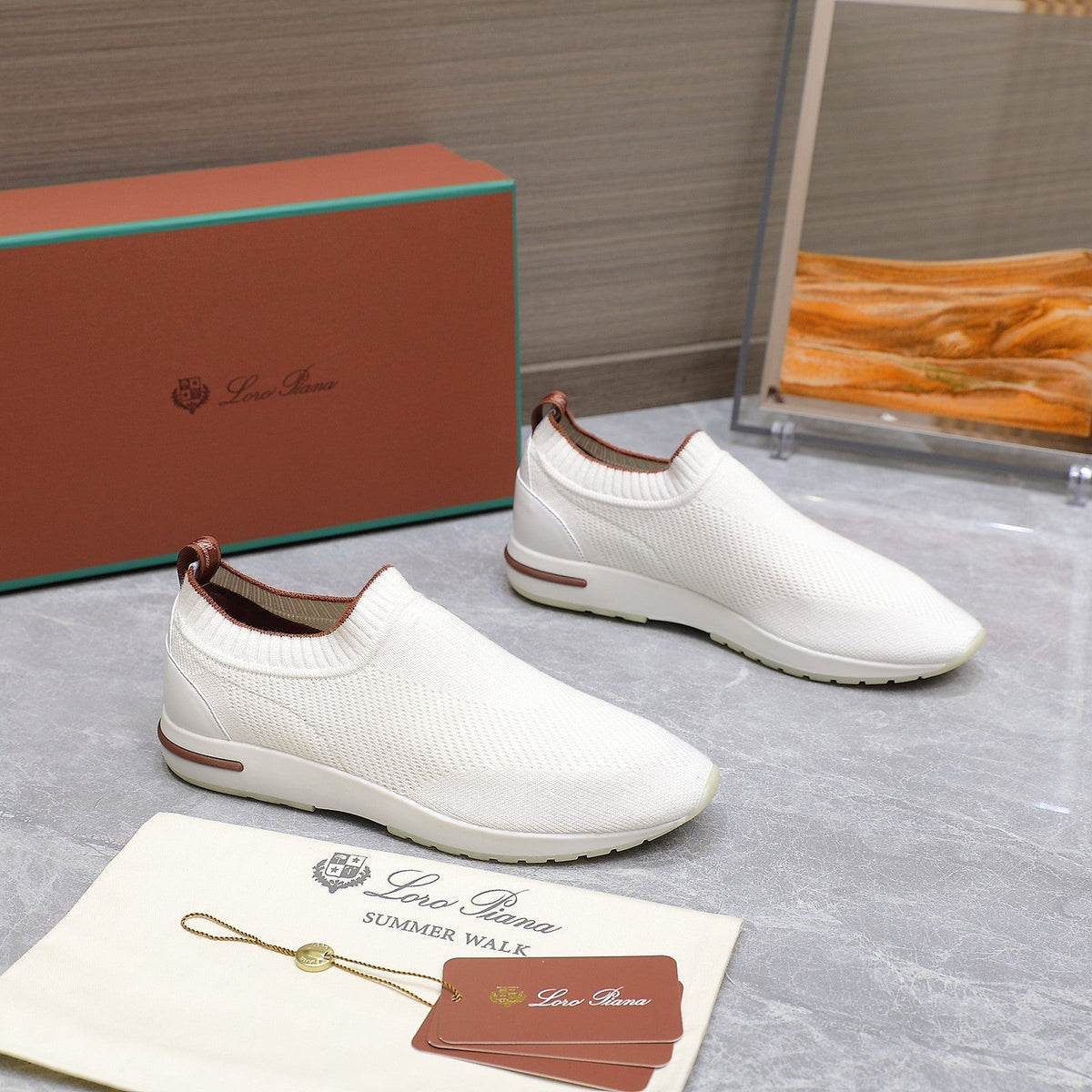 LP lady Flexy Walk Sneaker White Wool And Calfskin 310444
