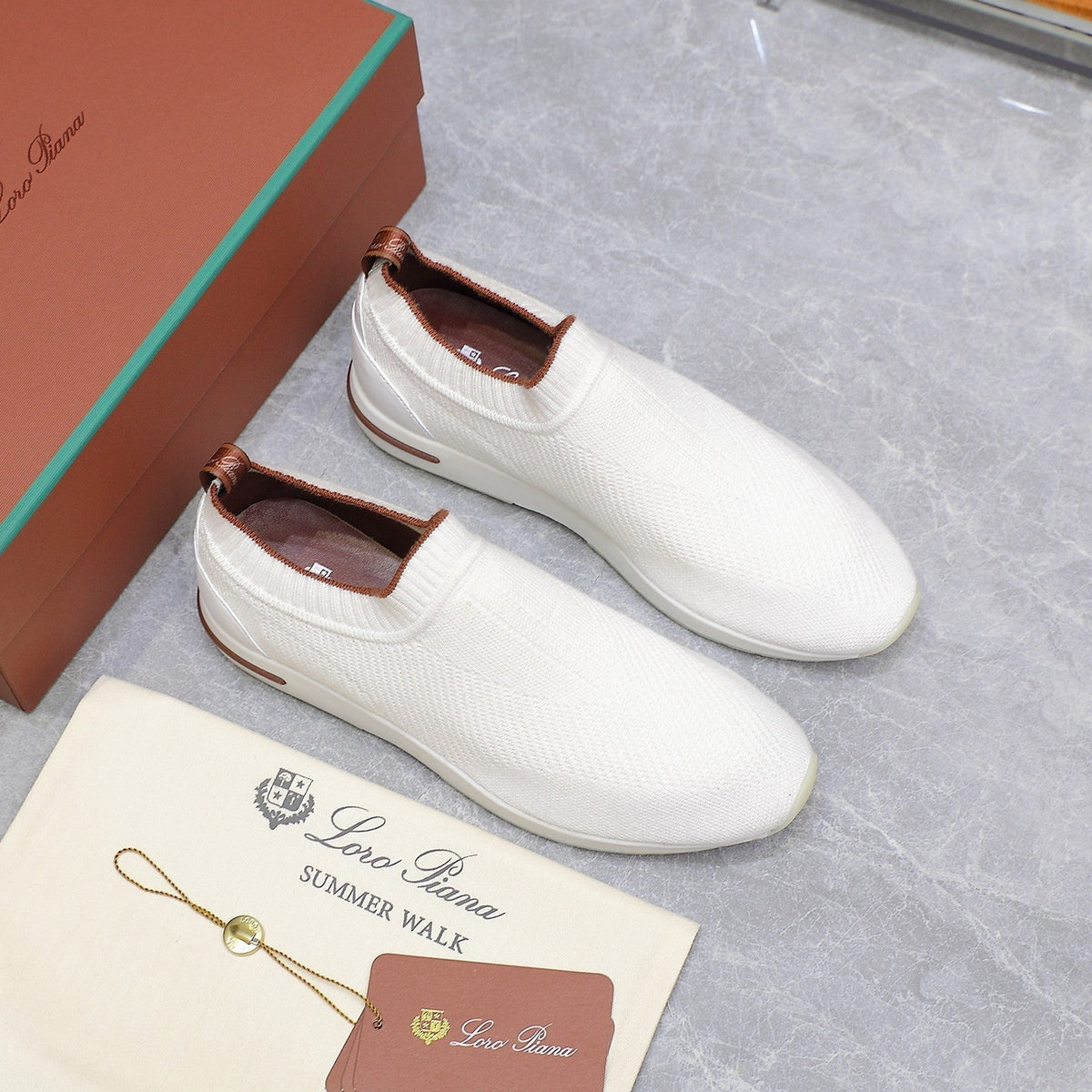 LP lady Flexy Walk Sneaker White Wool And Calfskin 310444