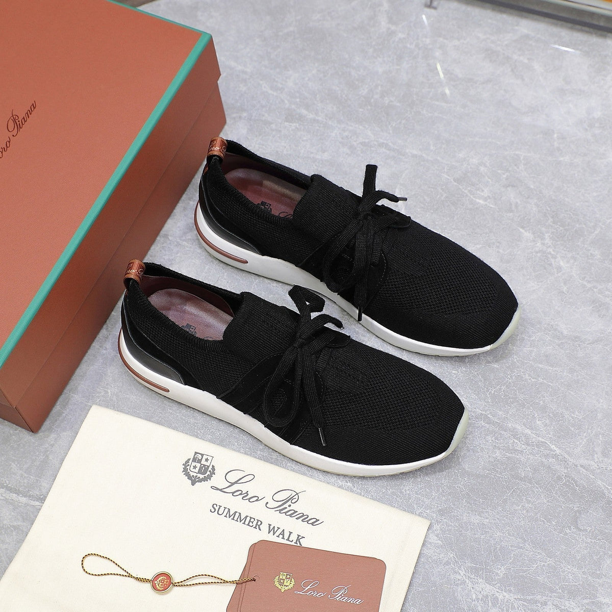 LP lady Flexy Walk Sneaker Black Wool And Calfskin 310456