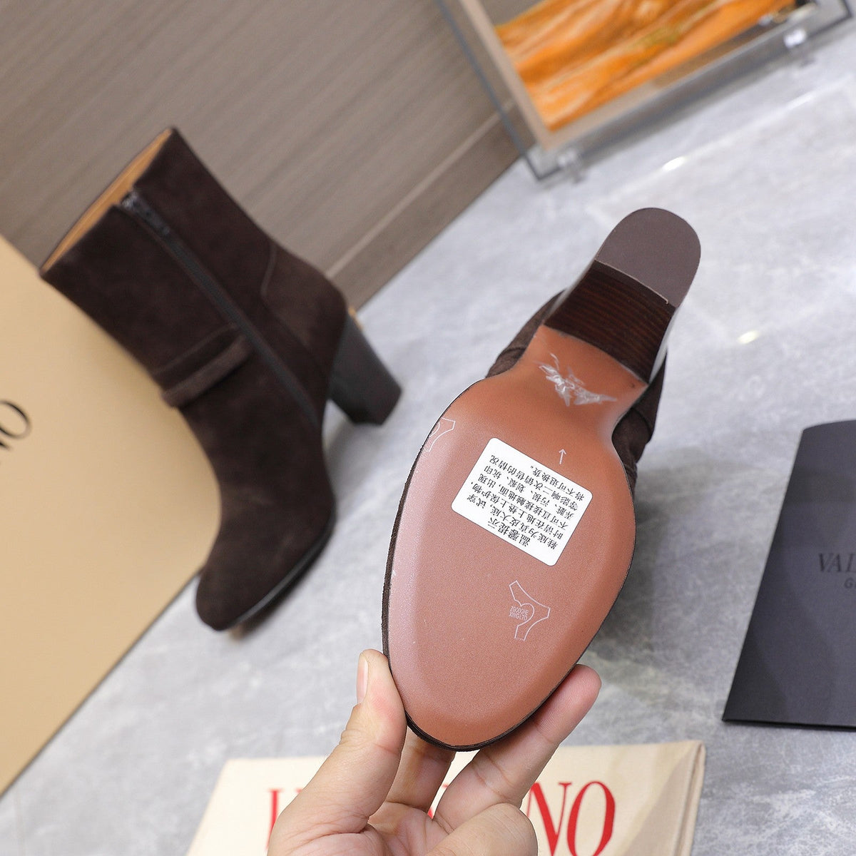 Valentino 2025 Heeled Boot Dark Brown Suede 547599