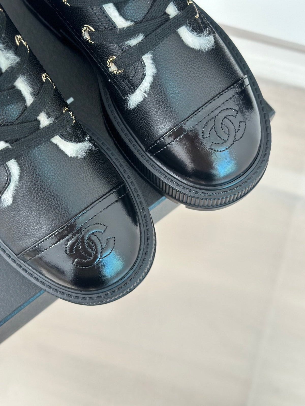 Chanel 2026 Lace-Up Ankle Boots 50mm Leather Wool 188600