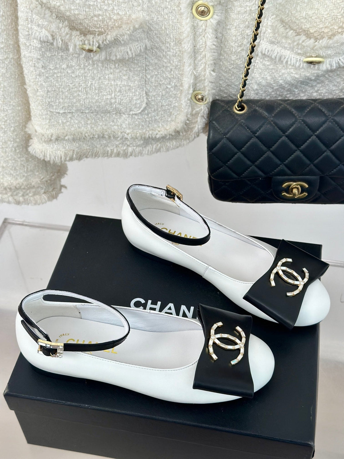 CC Mary Jane White Lambskin