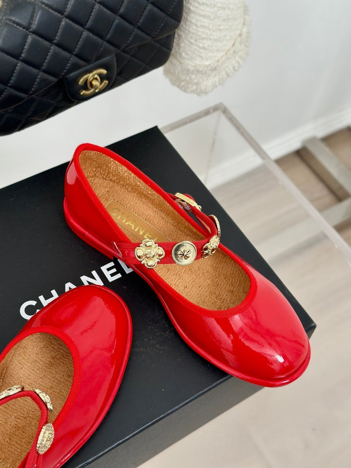 CC Mary Jane Glossy Bright Red Cowhide And Lambskin