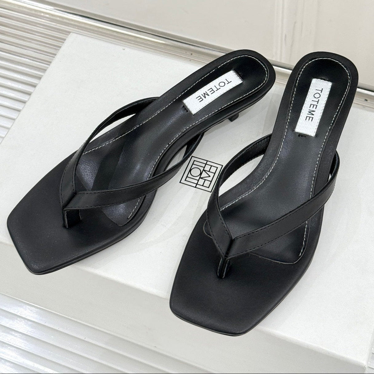 Toteme Thong Sandal Black Leather