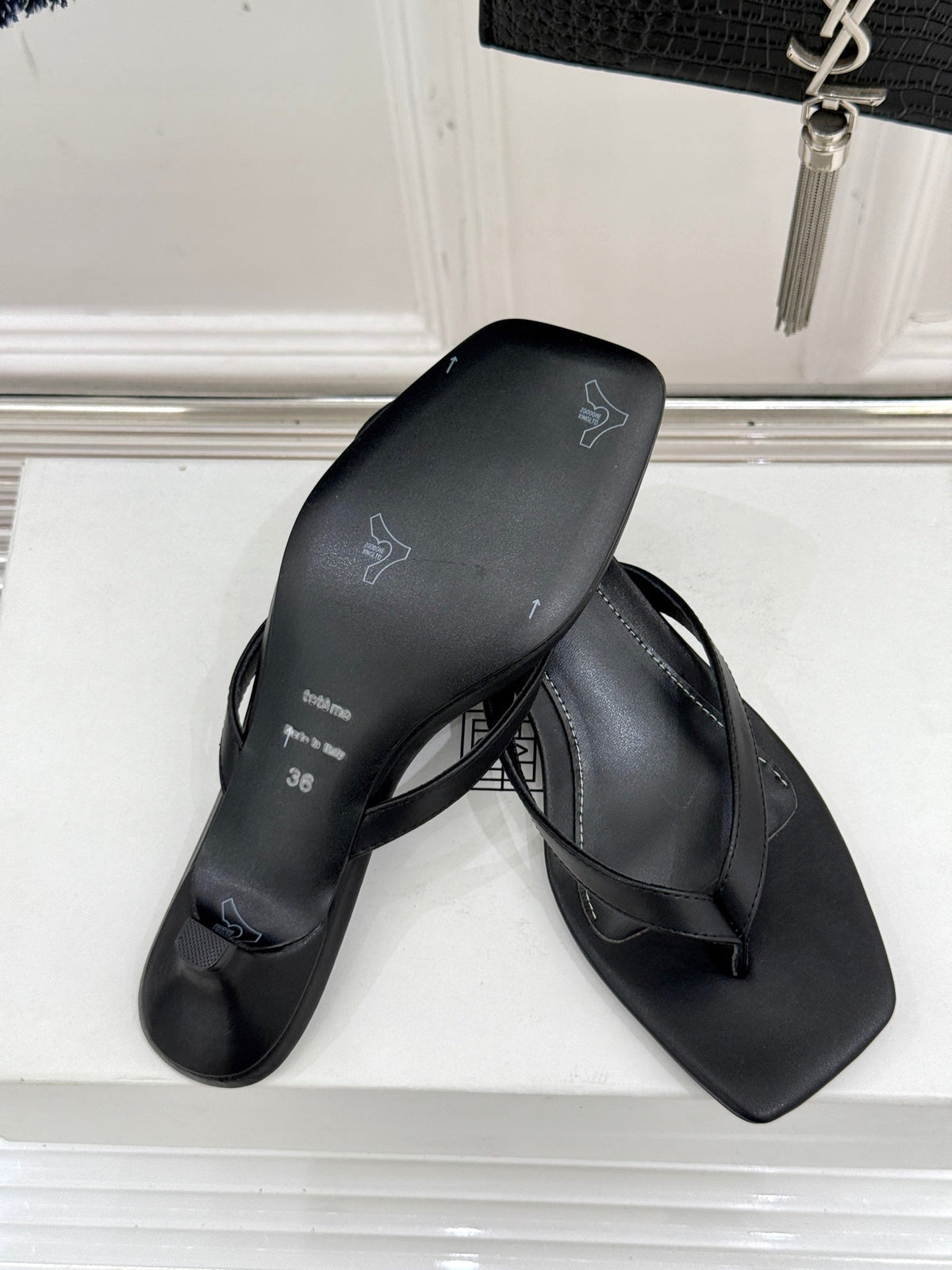Toteme Thong Sandal Black Leather