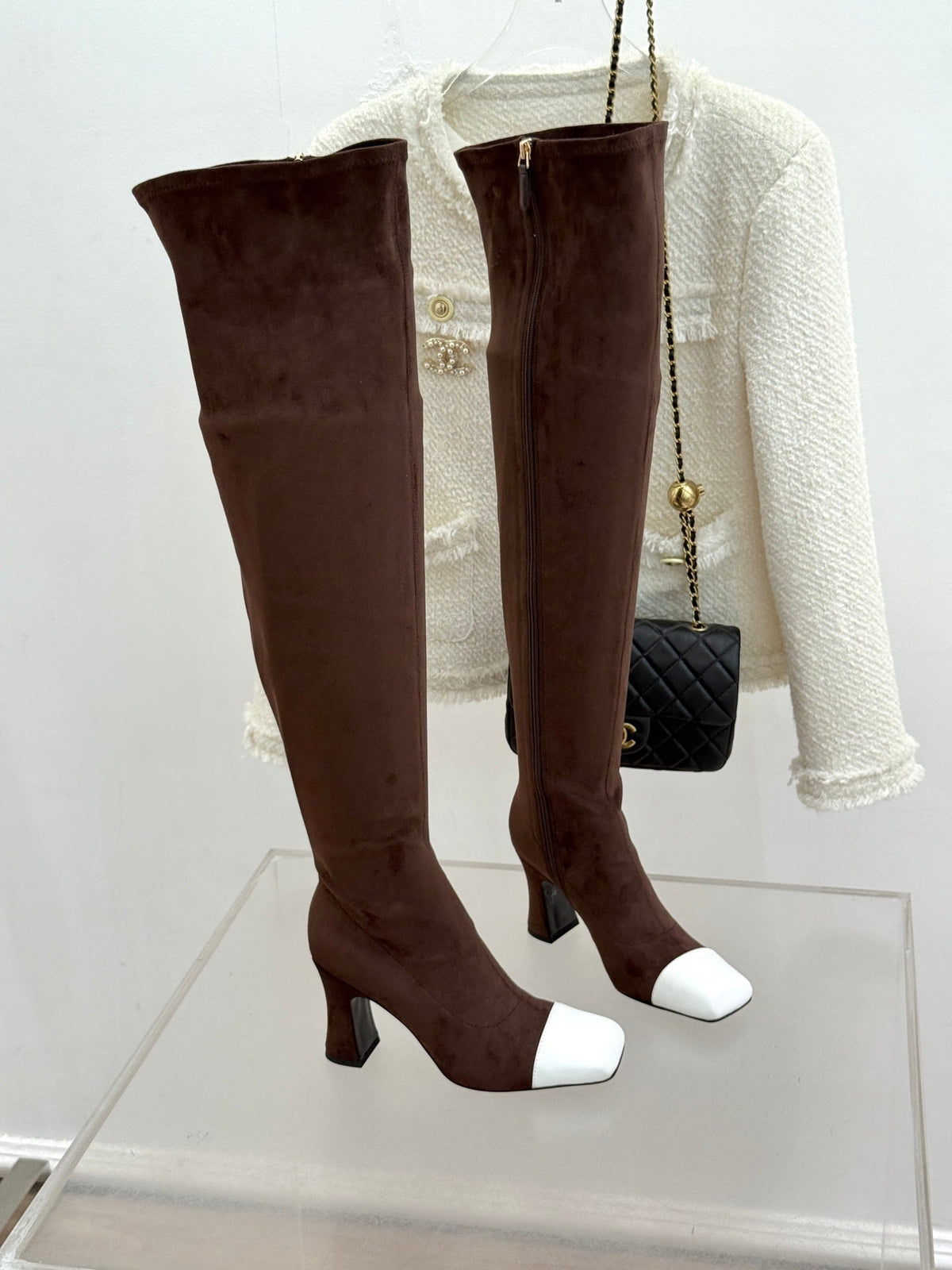 Chanel 2026 Two-Tone Boots 85mm Suede Leather 188517