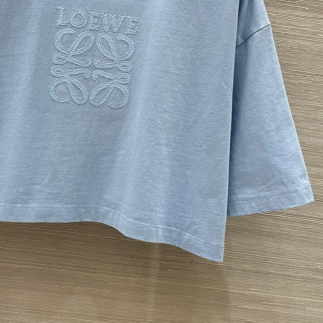 Loewe 25 Cropped Anagram T-Shirt Blue Cotton
