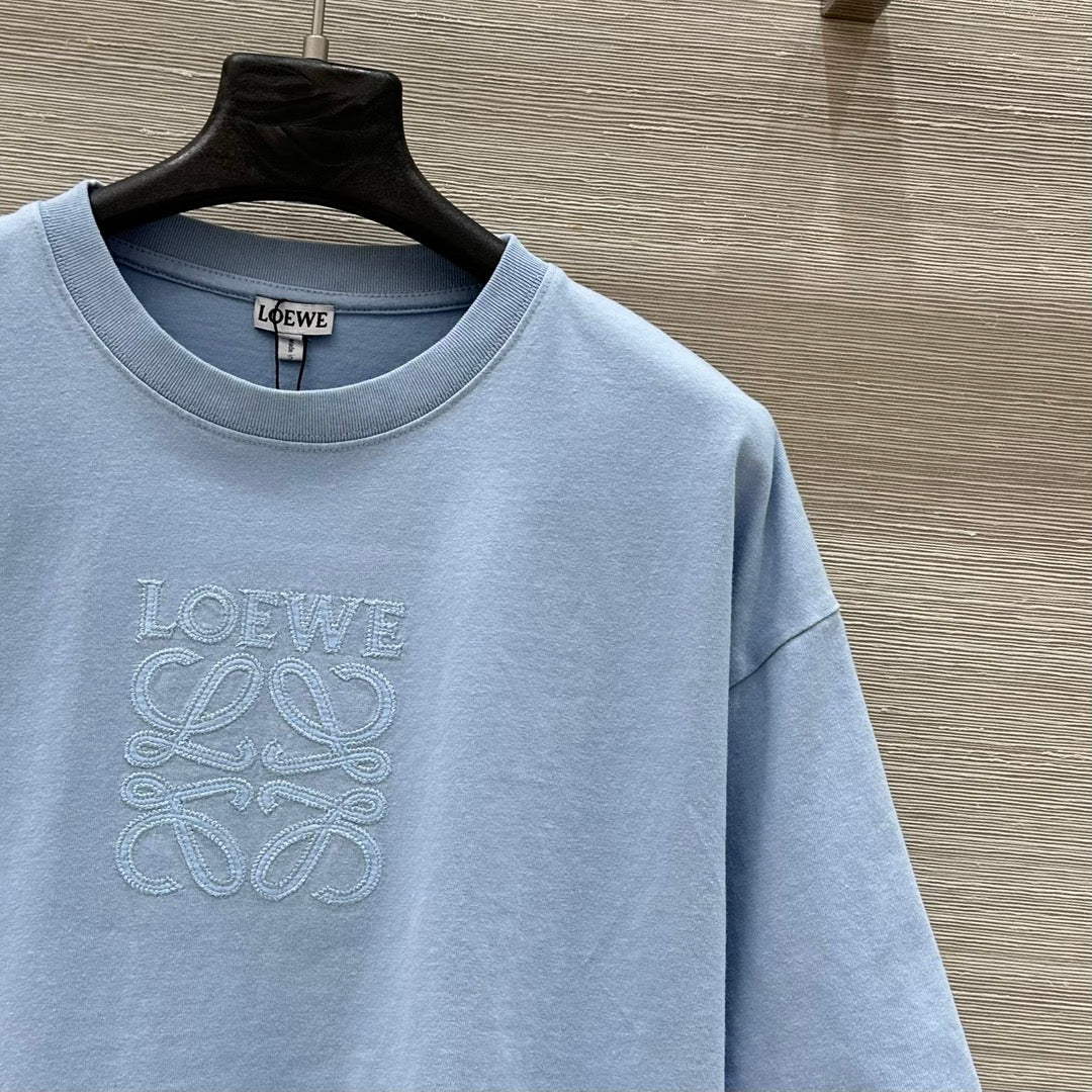 Loewe 25 Cropped Anagram T-Shirt Blue Cotton