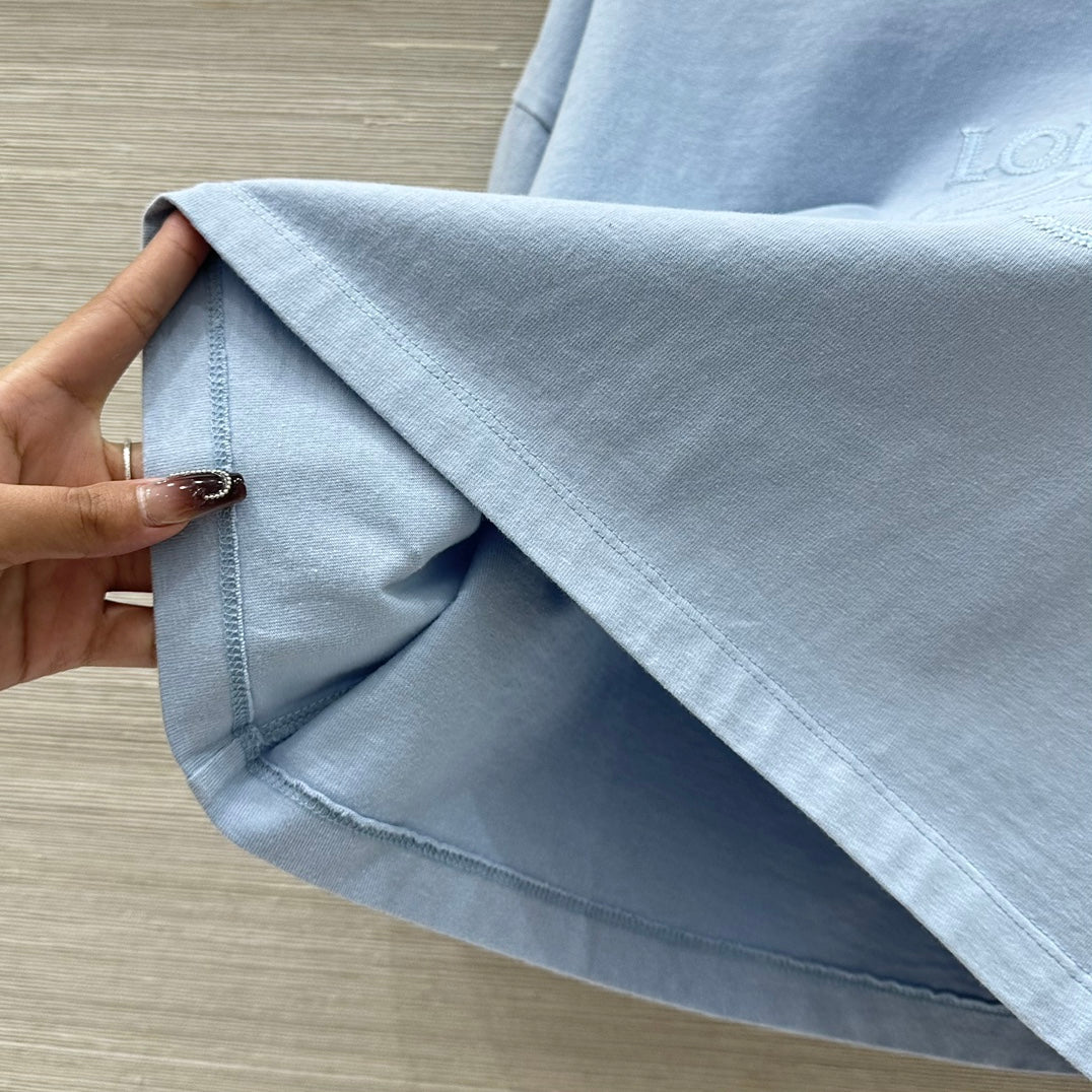 Loewe 25 Cropped Anagram T-Shirt Blue Cotton